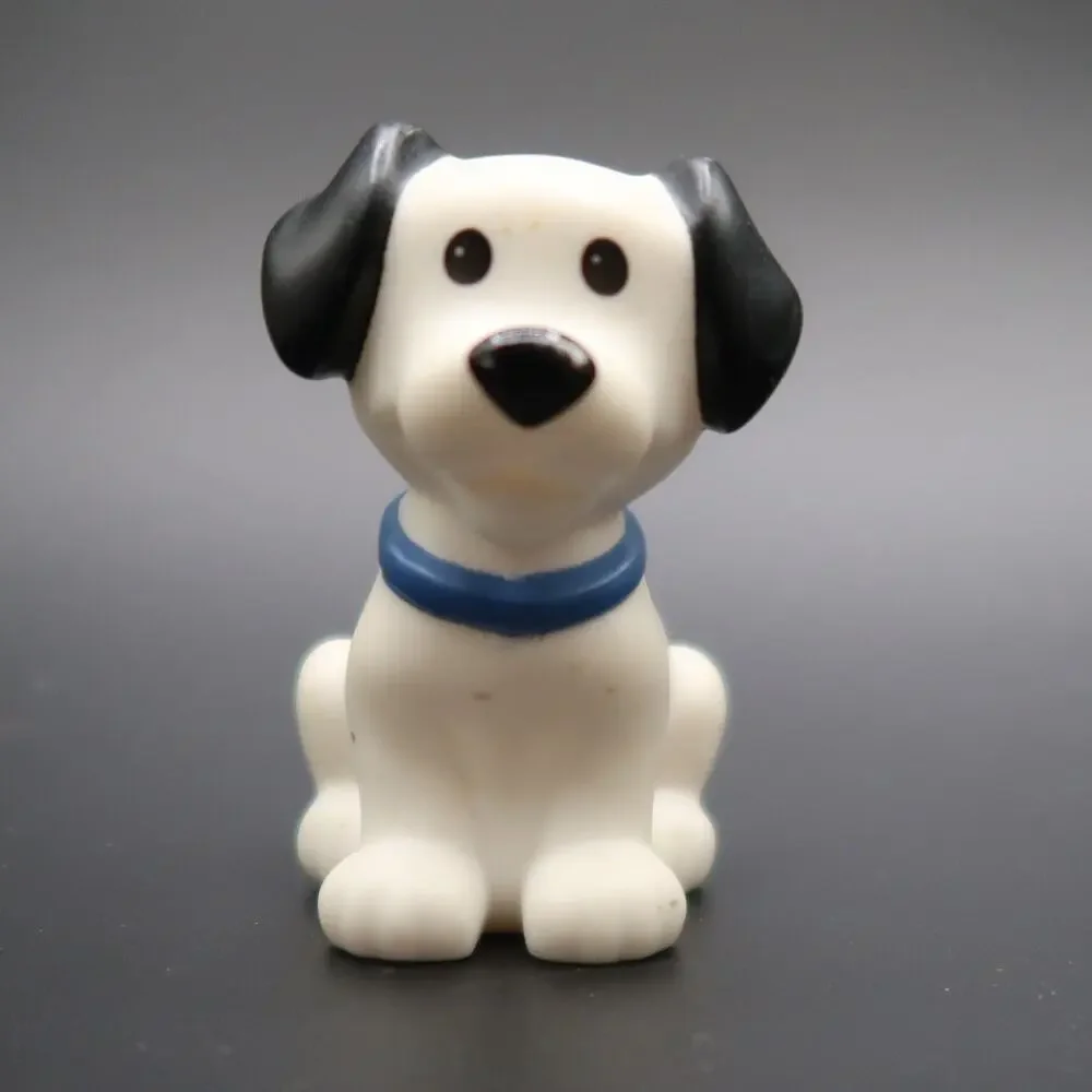 Fisher Price Little People Black and White Dog Puppy Replacement Blue Collar Pet